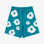 Shorts White Clouds Teal